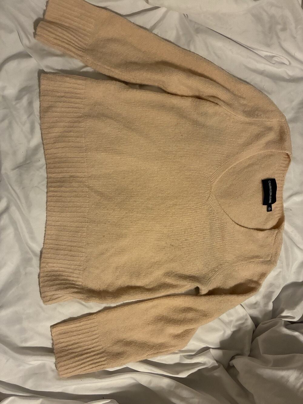 Calvin Klein Jeans Sweater Alpaca Blend V-neck, Rose Color Women’s Large